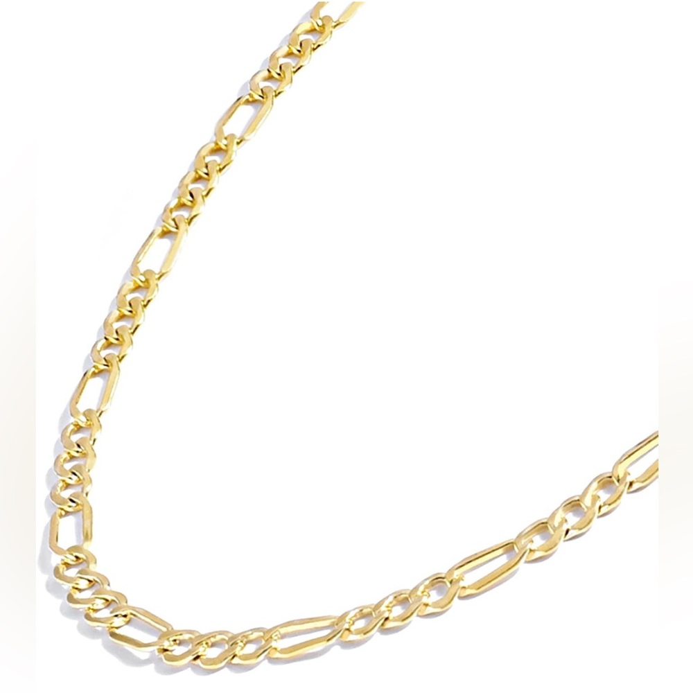 14K Solid Yellow Gold Filled Figaro Chain Necklaces - Unisex
